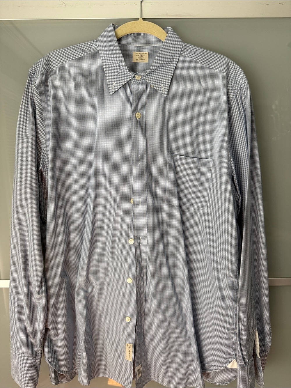 J. Crew Men's Light Blue Micro-Check Dress Shirt